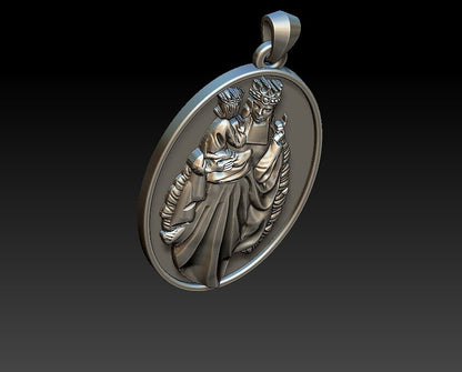 Saint Ann Medal Pendant Necklace Silver Catholic Prayer Gift US5~15 Religious