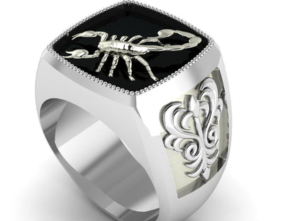 Silver 925 Scorpion Zodiac Ring Large Signet Punk Rock Style US5-15 Unisex Ring