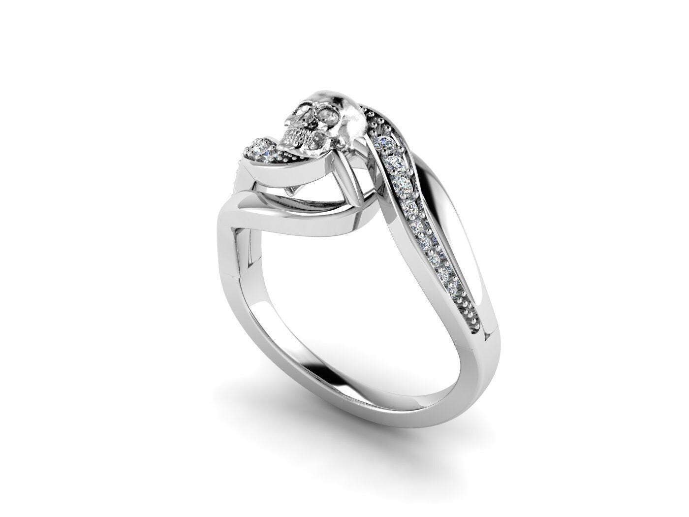 Best Quality Skull Ring Gothic Biker Skull CZ Punk Silver Ring Fast Ship US5~15