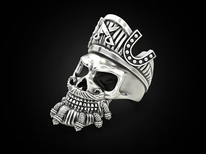 925 Sterling Silver Pirate Skull Ring US5~15 Vintage Biker Rider Gothic Ring