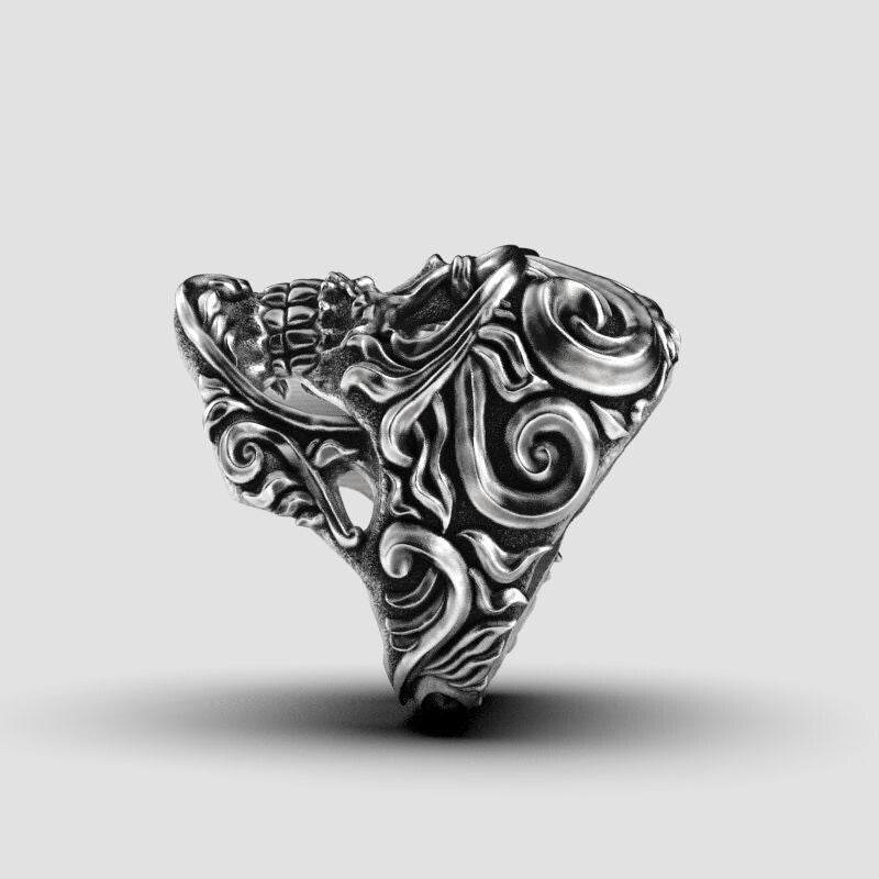 King Baby Studio Large Full Baroque Skull Ring Fine Silver Wedding Ring US5~15