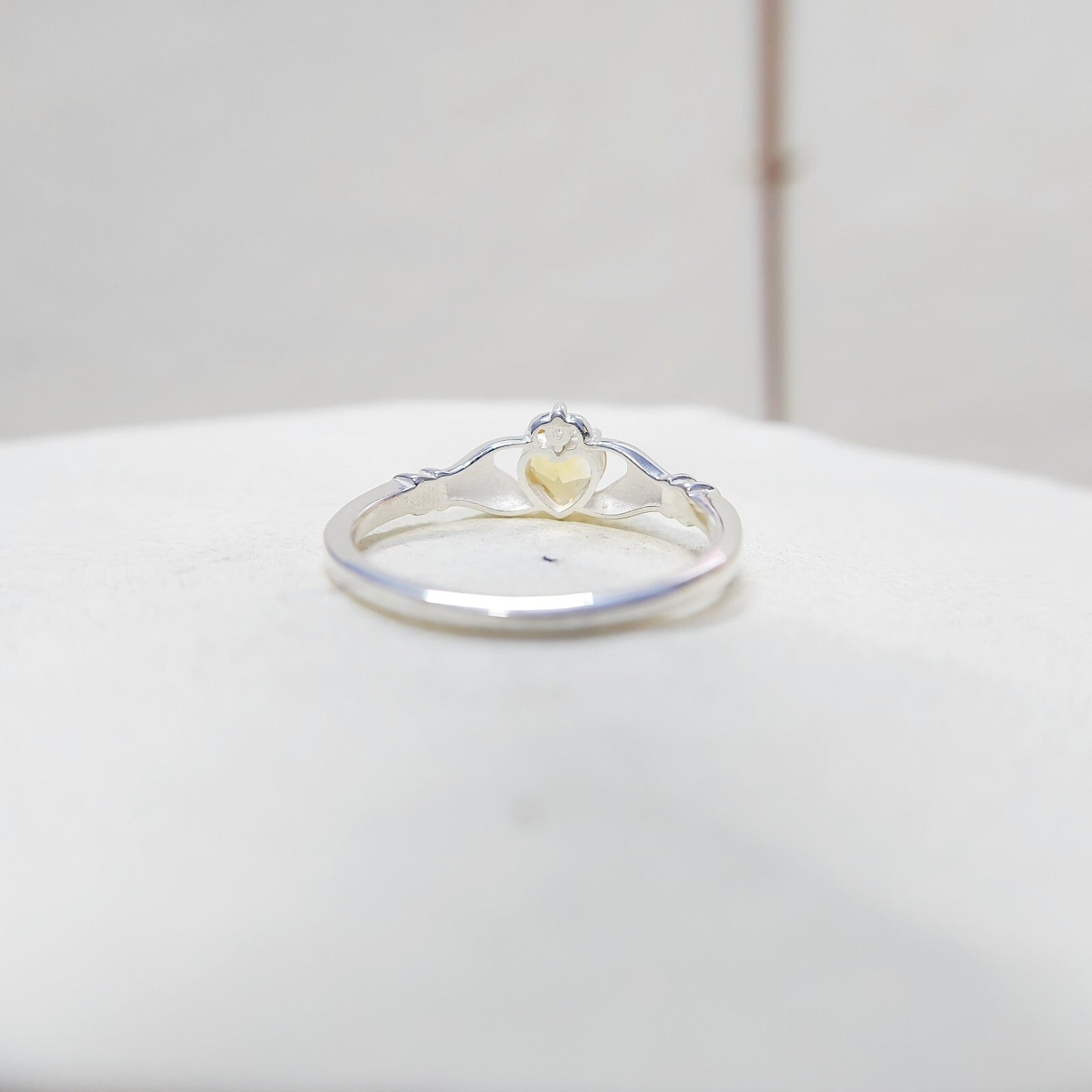 Claddagh Heart Citrine Ring Simulated Birthstone Women Silver Ring Gift Us5~ 15