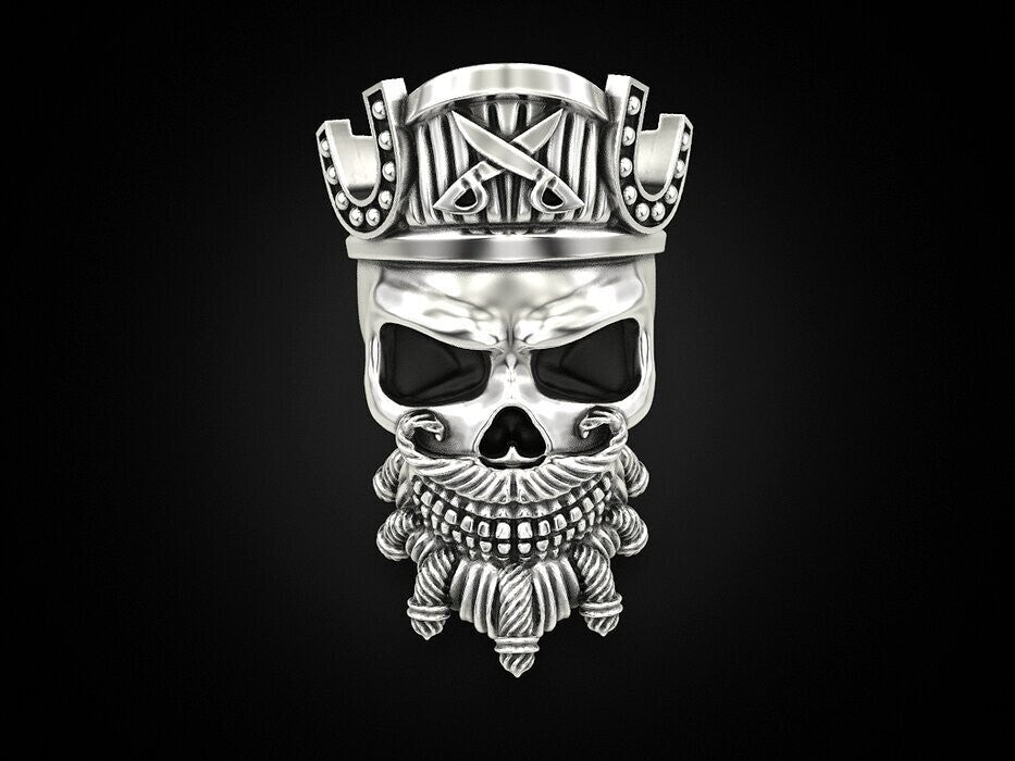 925 Sterling Silver Pirate Skull Ring US5~15 Vintage Biker Rider Gothic Ring