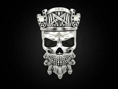 925 Sterling Silver Pirate Skull Ring US5~15 Vintage Biker Rider Gothic Ring