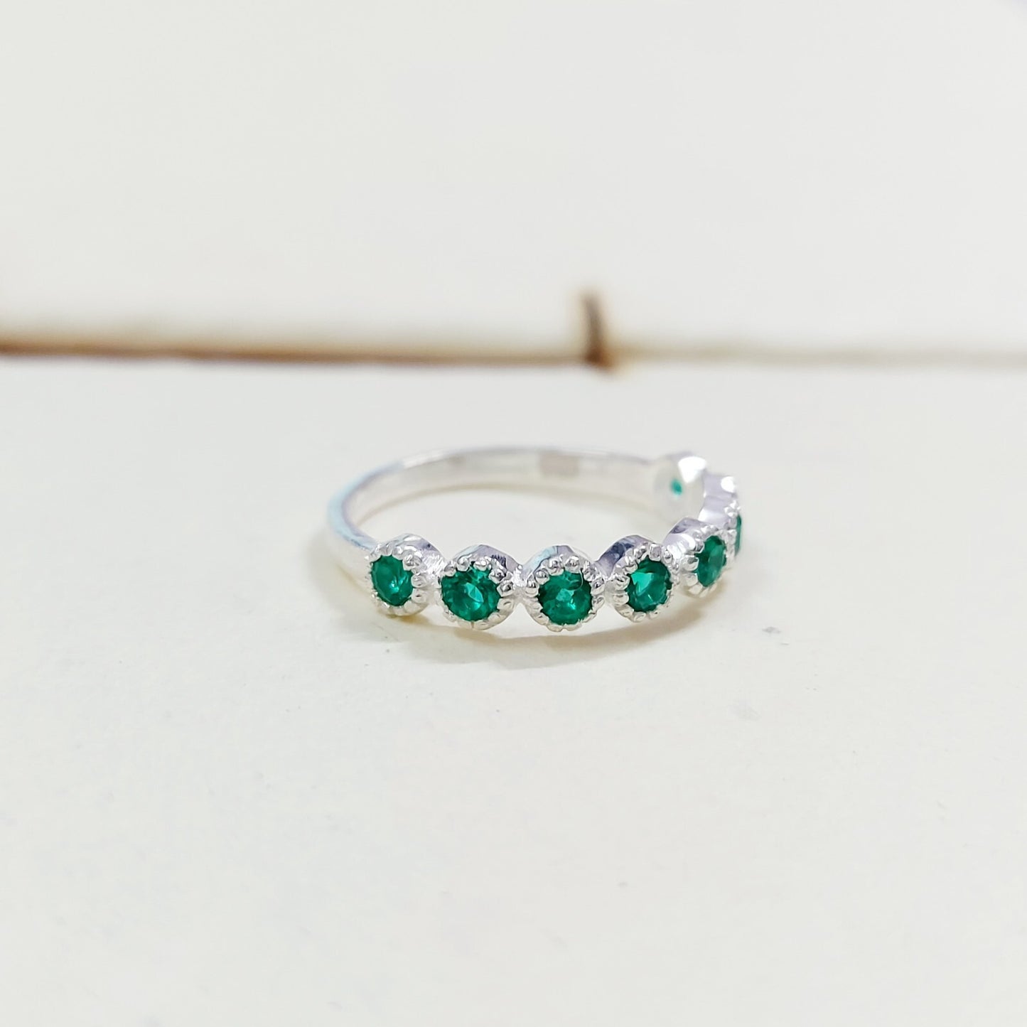Lab Created Emerald Eternity Band Round Cut Green Emerald Birthstone Ring Us5~15