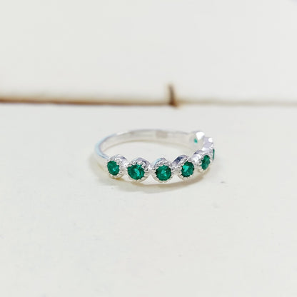 Lab Created Emerald Eternity Band Round Cut Green Emerald Birthstone Ring Us5~15