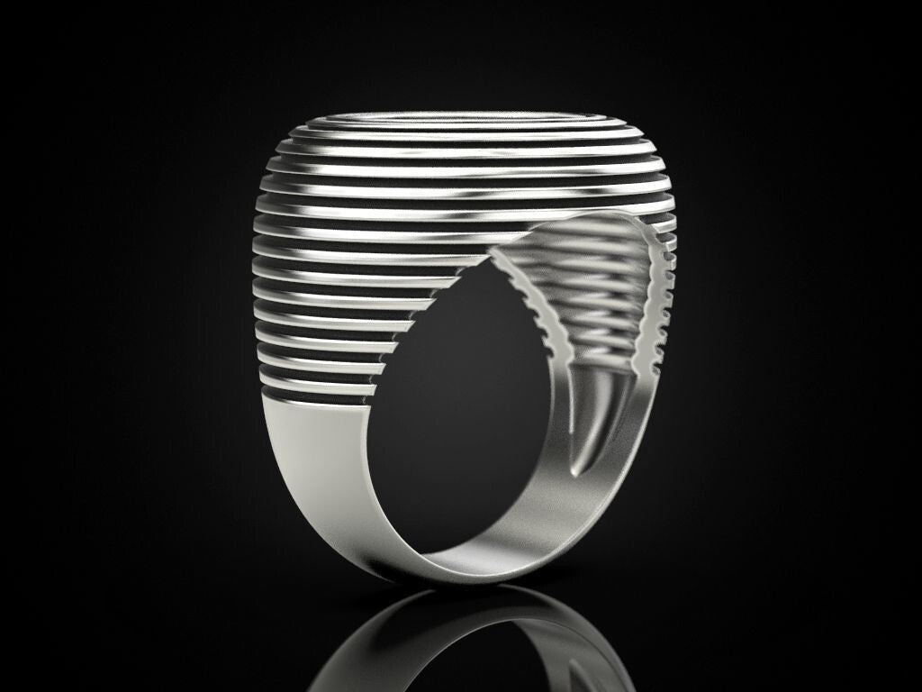 Hypnotic Spiral Ring Fine Silver Optical Illusion Statement Fashion Ring US5~15