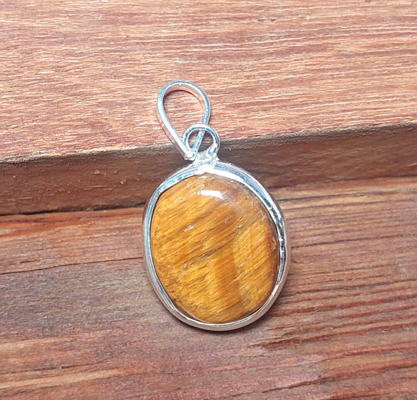925 Sterling Silver Ovel Tigers Eye Pendant Necklace Christmas Gift For Women