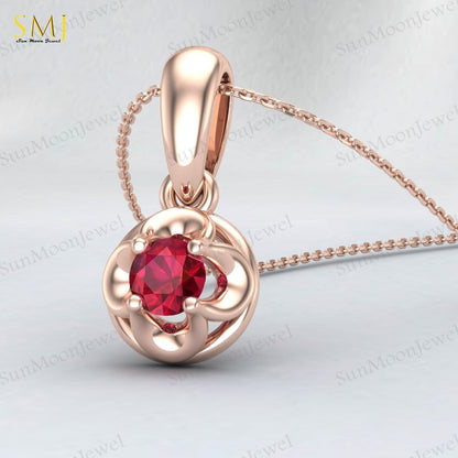 Lab Created Red Ruby Necklace July Birthstone 925 Sterling Silver Gift For Love