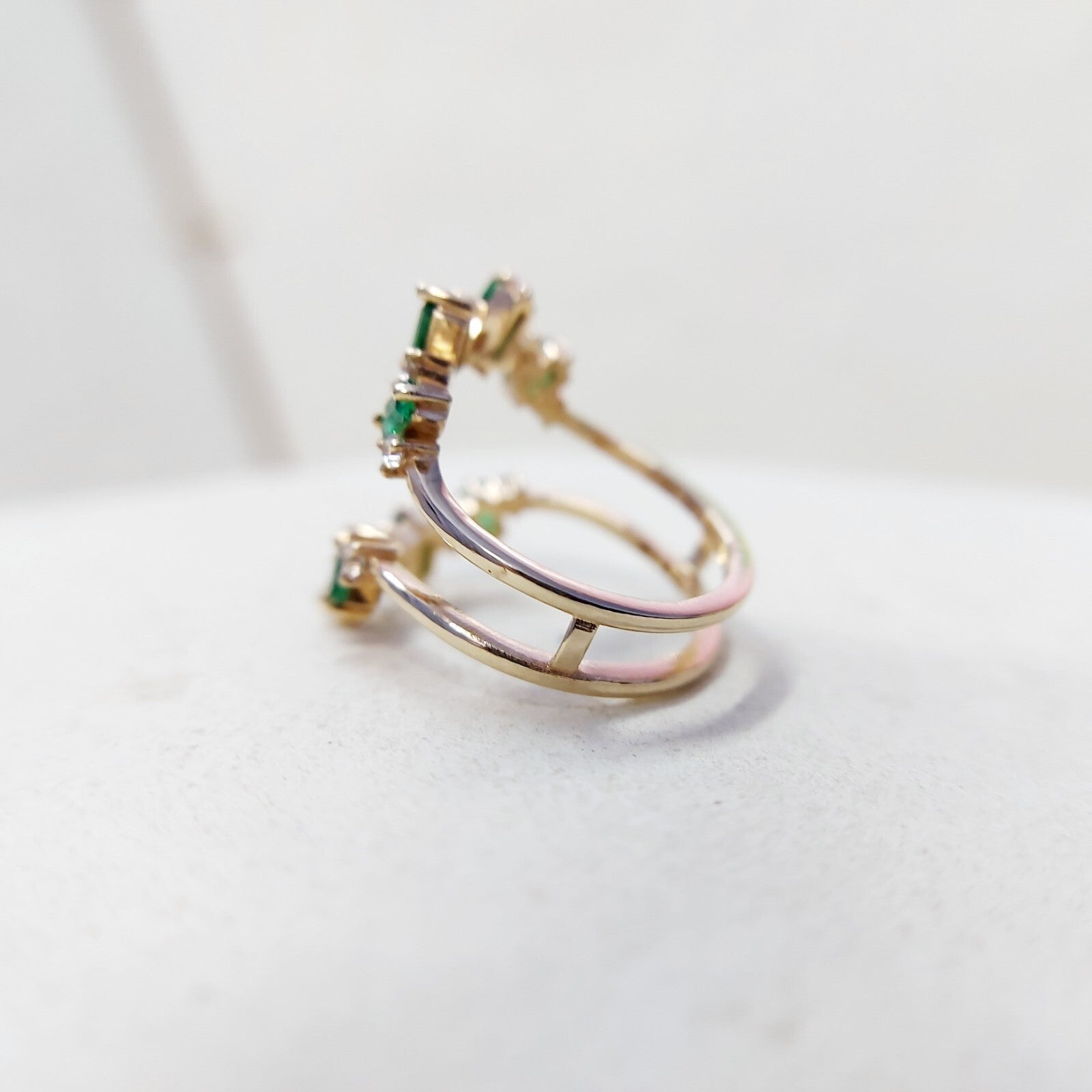 Emerald Baguette Ring Gemstone Set 925 Silver Ring Handmade Wedding Band US5~15
