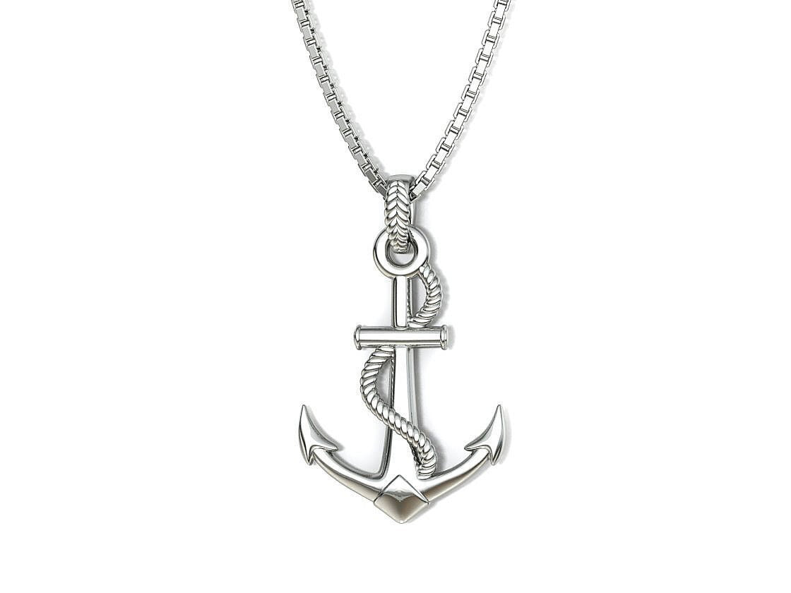 925 Silver Nautical Anchor Pendant Anchor And Rope Necklace For Men Women Gift