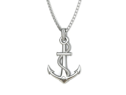 925 Silver Nautical Anchor Pendant Anchor And Rope Necklace For Men Women Gift