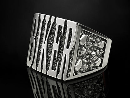 925 Silver Gothic Biker Ring Punk Number Signet Ring US5~15 Cool Gift for Him