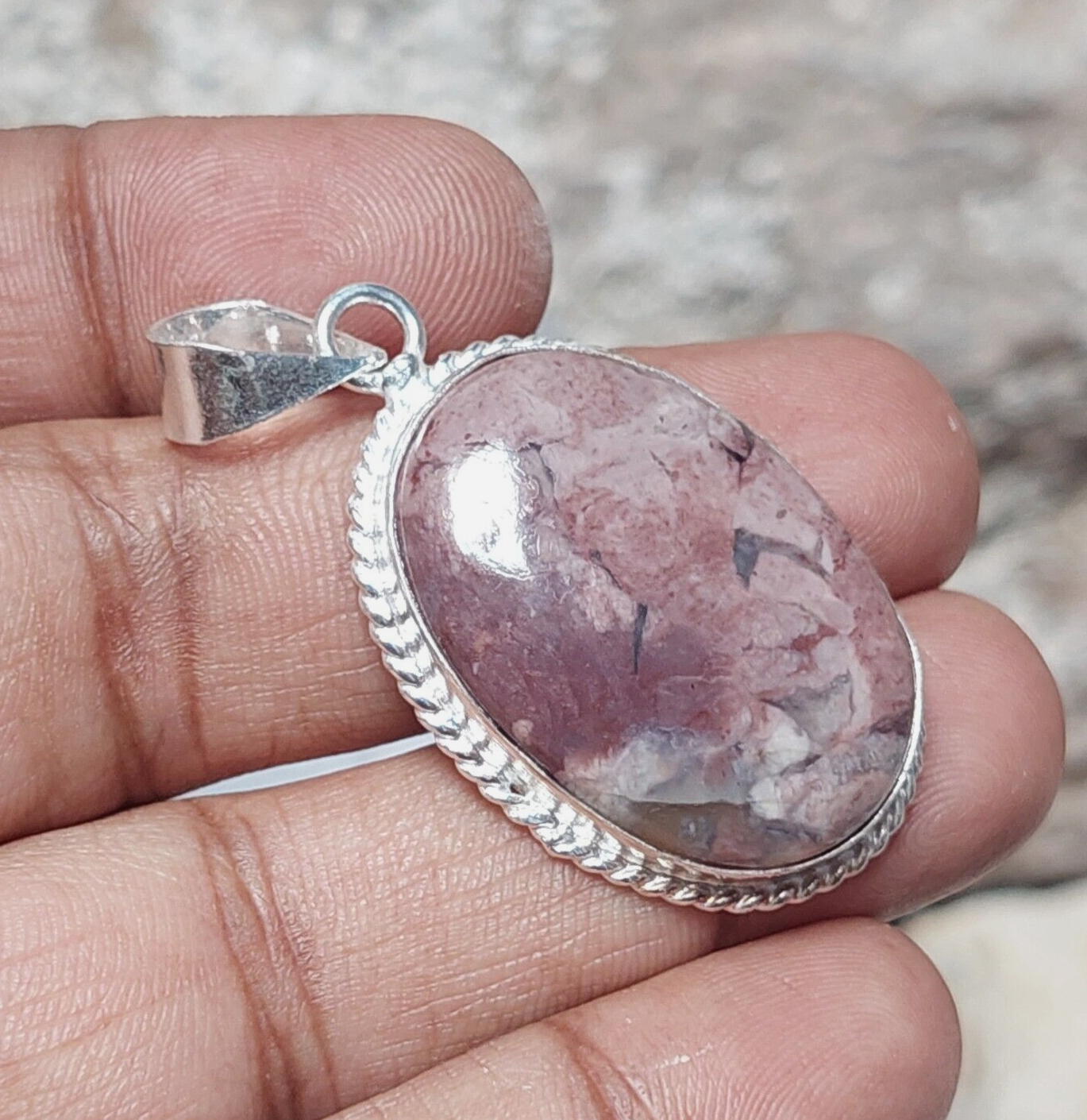 Rhodochrosite Gemstone 925 Silver Handmade Pendant Necklace Gift For Her Mother