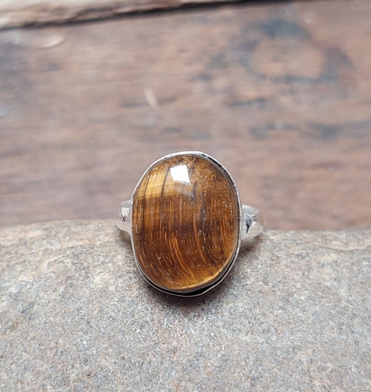 925 Sterling Silver Ring-Amazing Tiger Eye Oval Handmade Ring Anniversary Gift