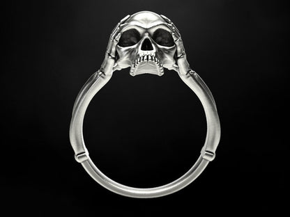 925 Silver Skull Bone Ring Gothic Biker Style Jewelry For Men Women Gift US5~15