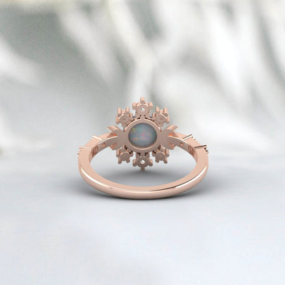Natural Opal Engagement Ring 925 Sterling Silver Fire Opal Ring Gift For Her 