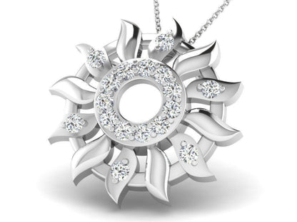 925 Sterling Silver Sunflower Pendant Necklace CZ Sun Starburst Gift For Women
