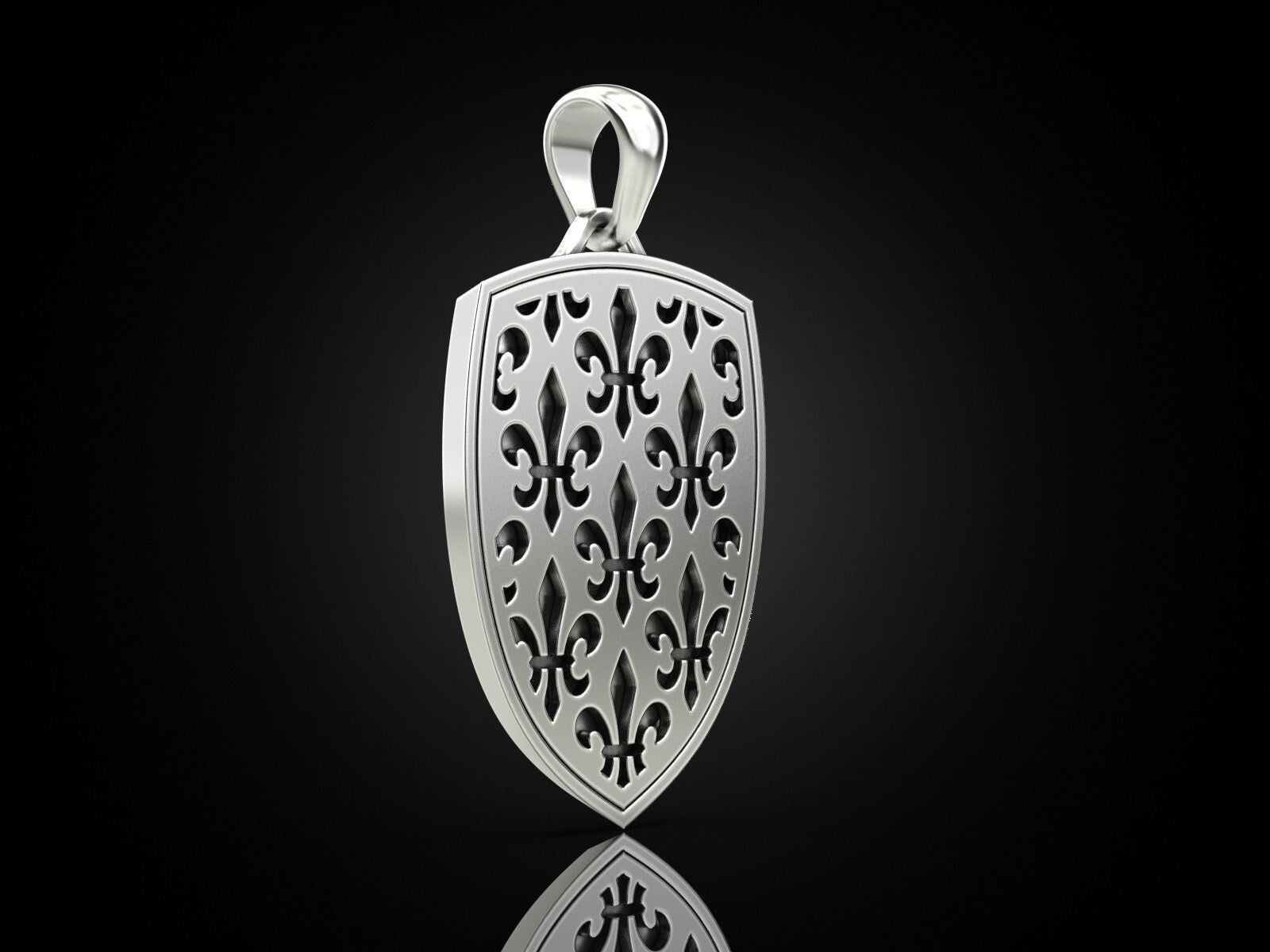 Skull Shield Pendant Men Gothic Silver King Skull With Crown Necklace Charm Gift