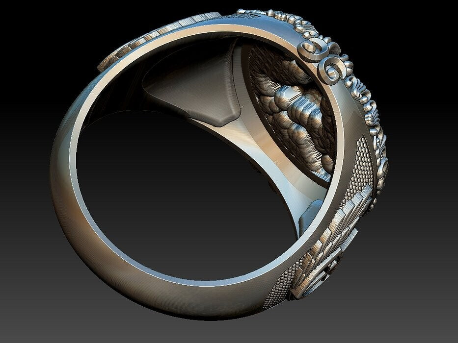 925 Sterling Silver Saint George Ring US5 ~15 Men's Signet Dragon Biker Ring Men