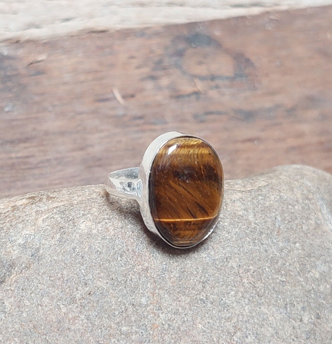 925 Sterling Silver Oval Tigers Eye Handmade Statement Women Ring Gift for her