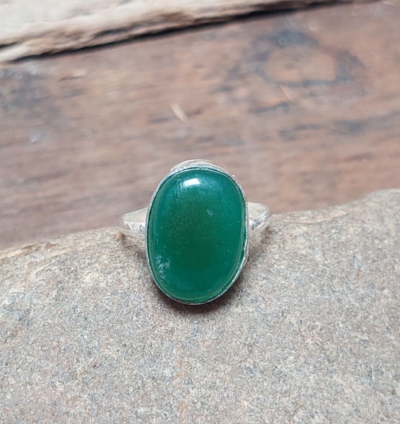 Oval Shape Green Onyx925 Sterling Silver Ring, Green Onyx Handmade Ring For Her