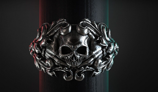 Vintage 925 Silver Skull Ring Bold Handmade Large Dark Aesthetic for Men US5~ 15