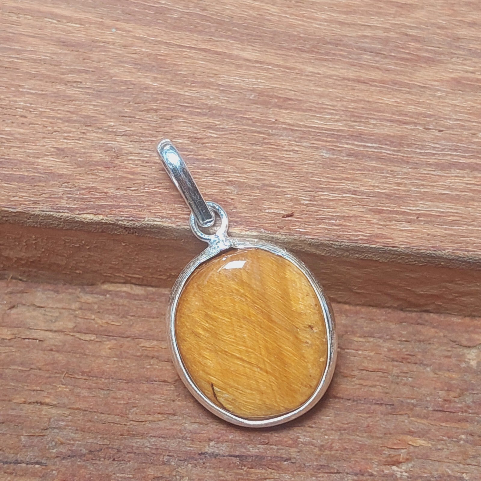925 Sterling Silver Genuine Round Tiger Eye Pendant Necklace Gift For Her