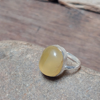 Natural Yellow Agate Ring,Bohemian Ring,925 Sterling Silver Ring,Vintage Ring