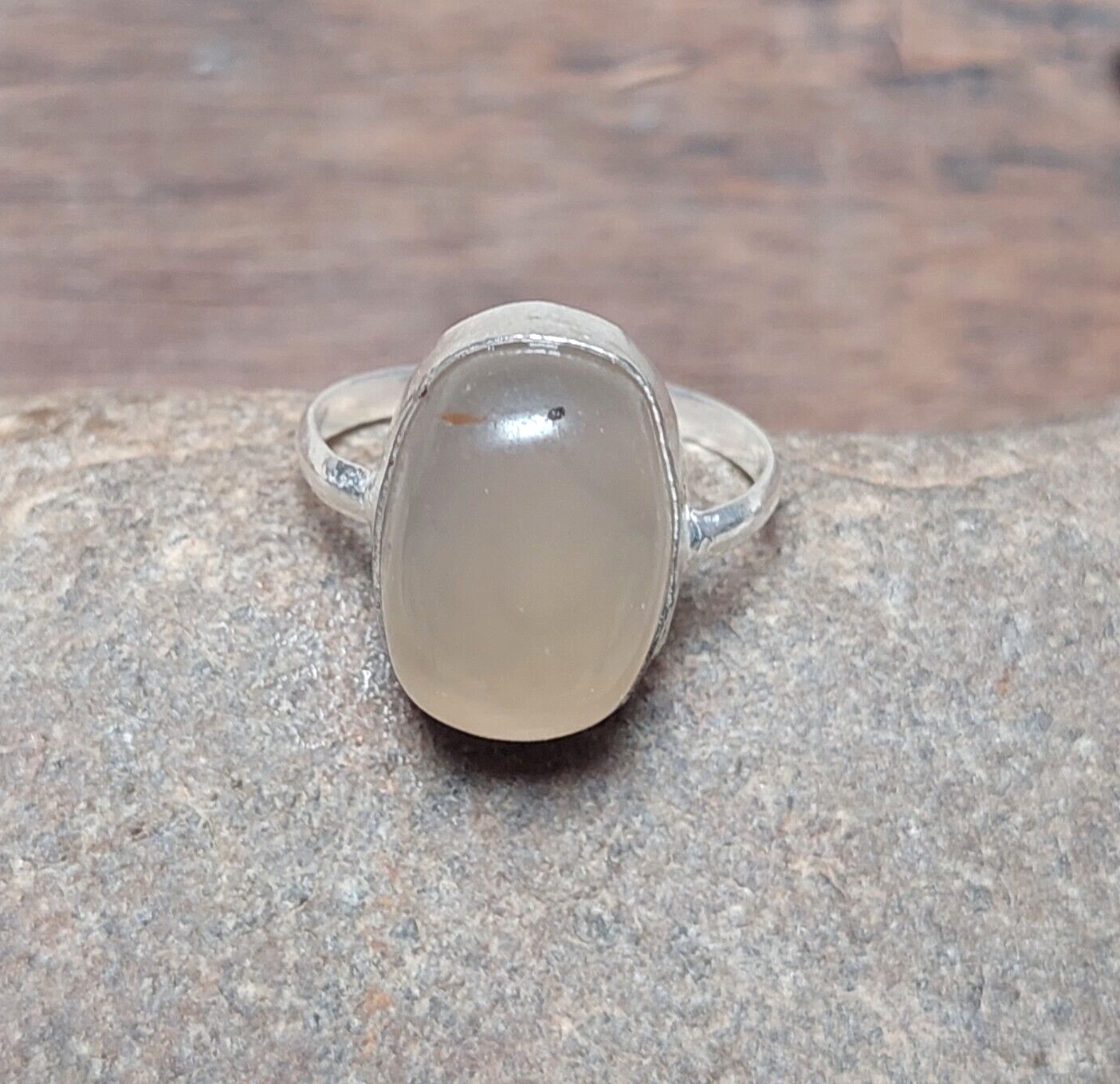 925 Sterling Silver Unique Gray Agate Crystal Ring,natural gray Agate slice Ring
