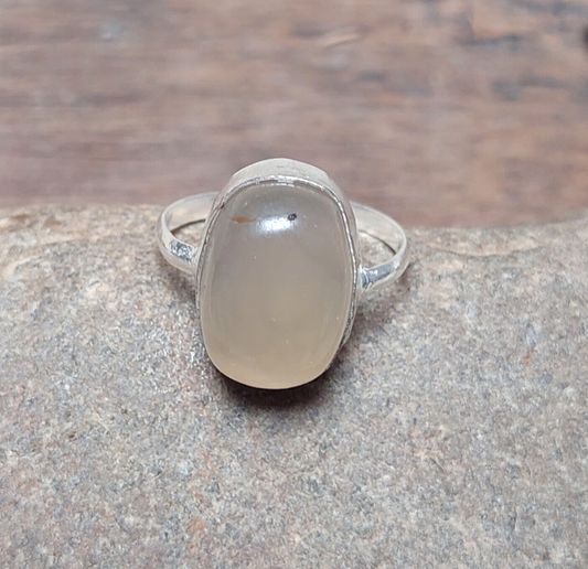 925 Sterling Silver Unique Gray Agate Crystal Ring,natural gray Agate slice Ring