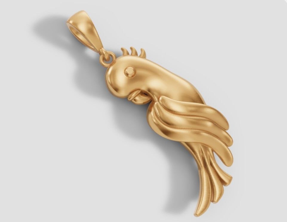Parrot Bird Pendant Necklace Brass Exotic Tropical Wildlife Charm Gift for Women