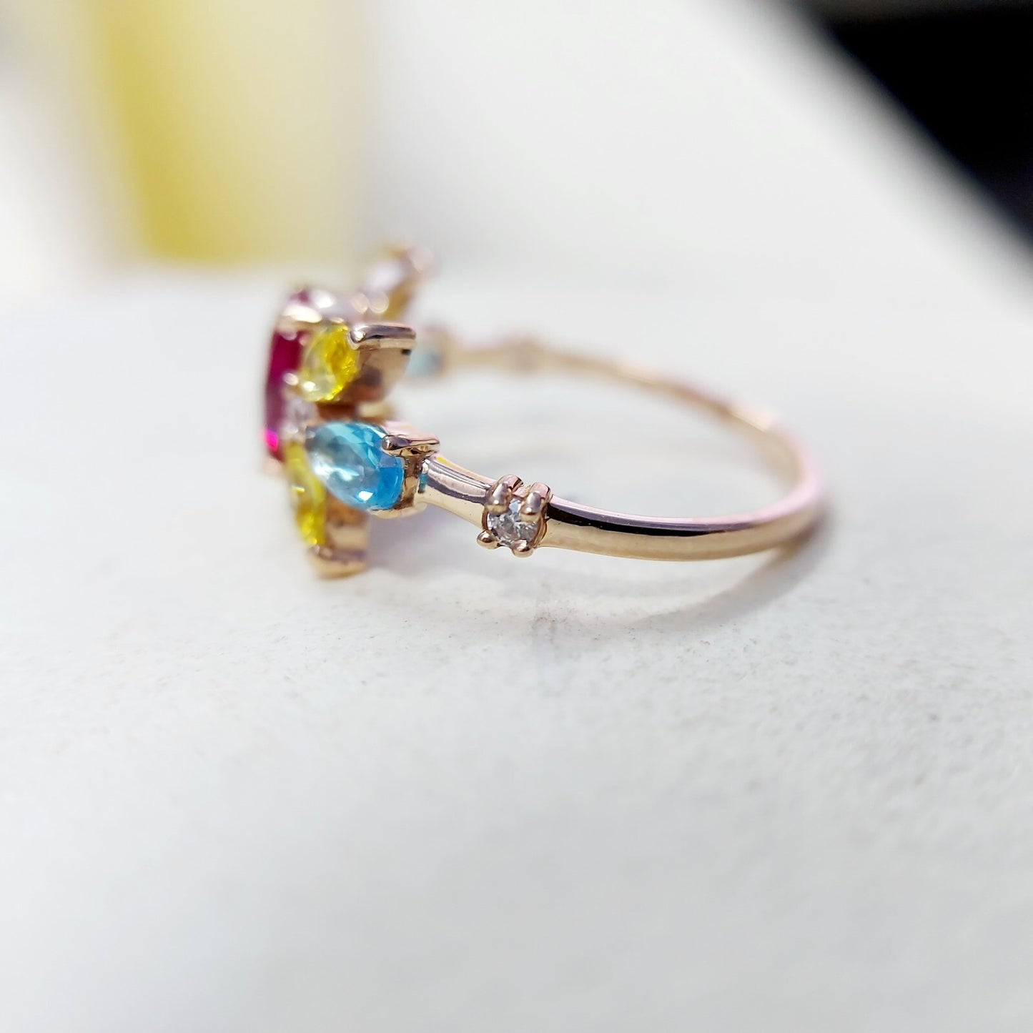 Oval Ruby Multi Gemstone Wedding Ring 925 Silver Women Engagement Band US5-15