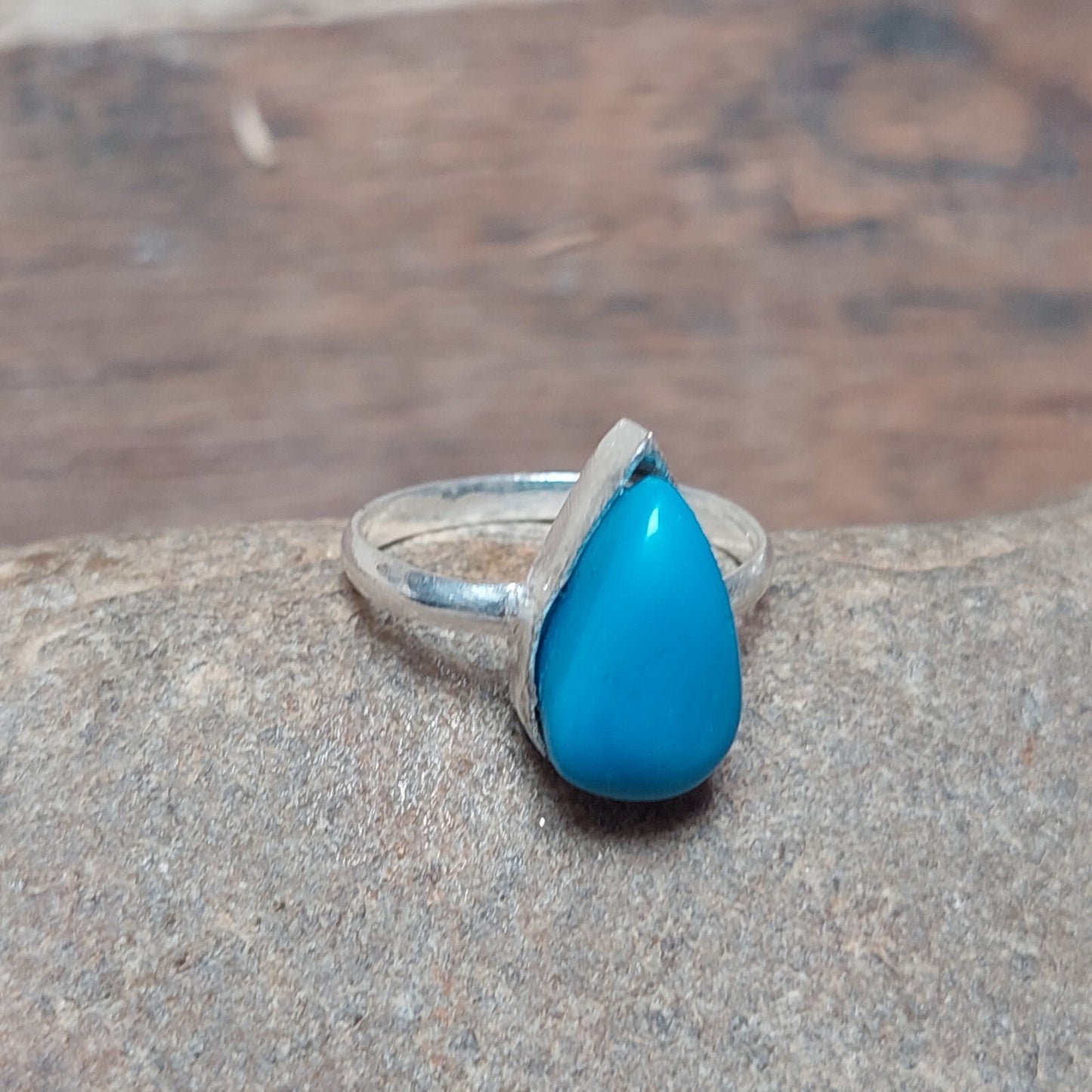 Kingman Pear Shape Turquoise Ring,925 Sterling Silver Jewelry,Statement Ring