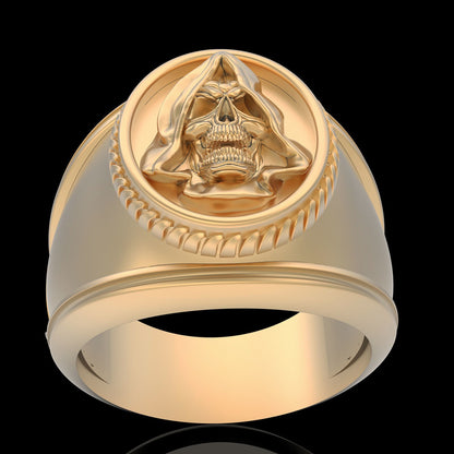 Gothic Men Hooded Skull Santa Muerte Ring Brass Punk Retro Biker Ring Us5~ 15
