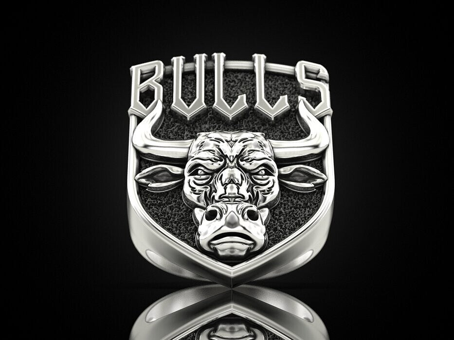 925 Sterling Silver Men's Bull Head Punk Vintage Biker Silver Bull Ring US7-15