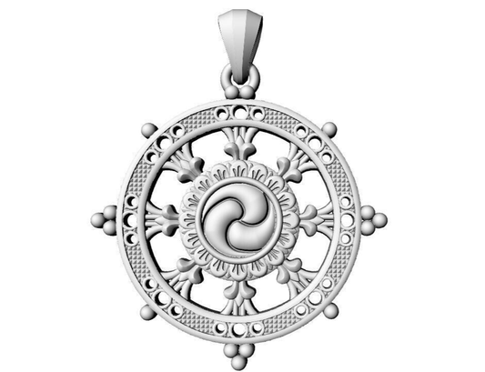Silver Ship Helm Wheel Charm Pendant Nautical Necklace Handmade Gift Men Women