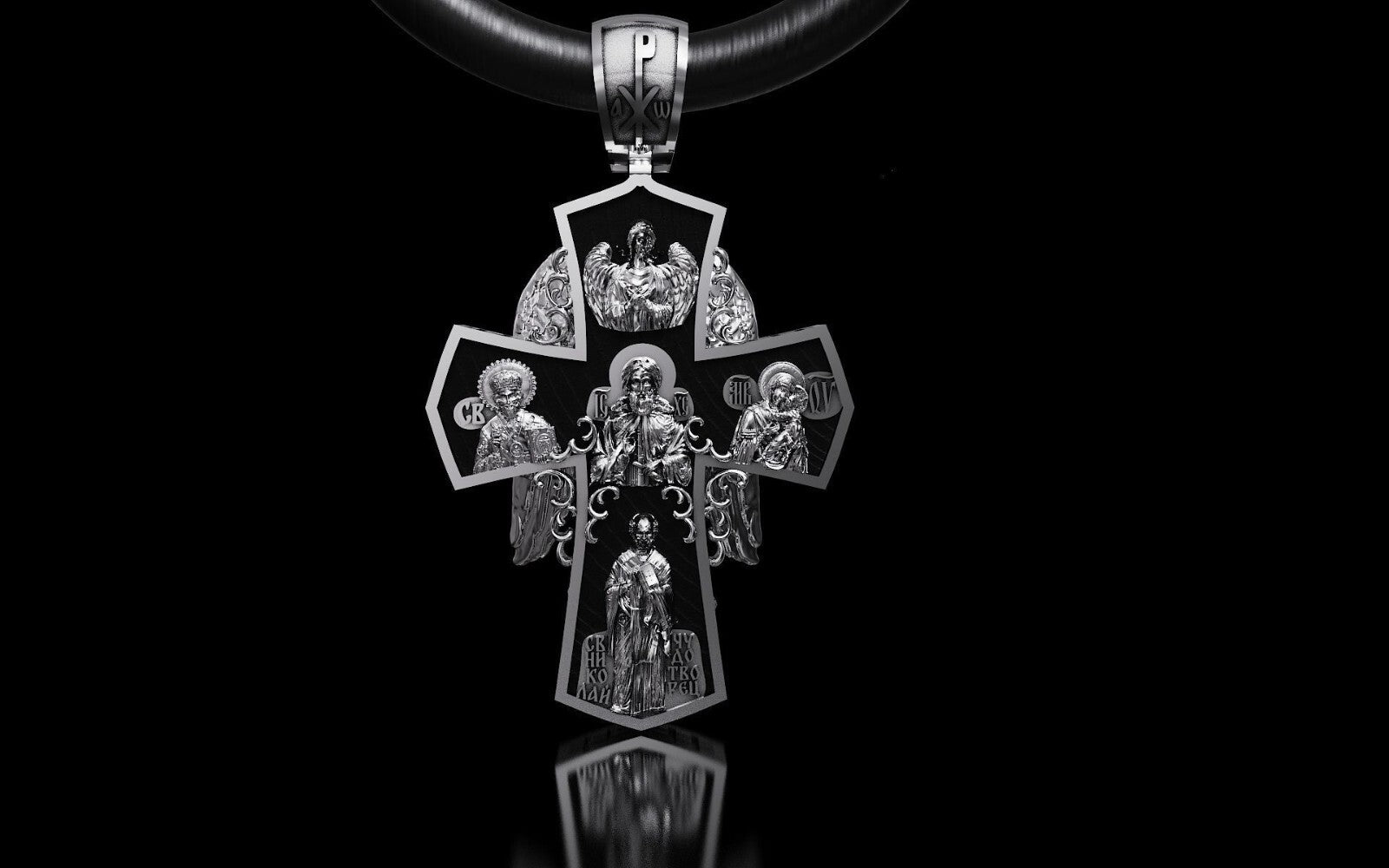 Saint Michael Archangel Cross Pendant Necklace Wings Gift For Men Women Necklace