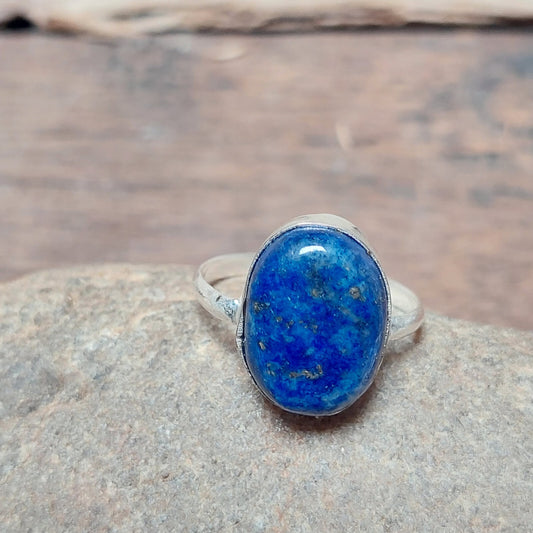 925 Sterling Silver Lapis Oval Stone Ring,Blue Lapis Lazuli Stone Men's Ring