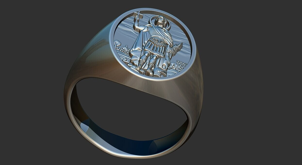 925 Sterling Silver Saint Expeditious Ring US5~15 Saint Benedict Santos Ring