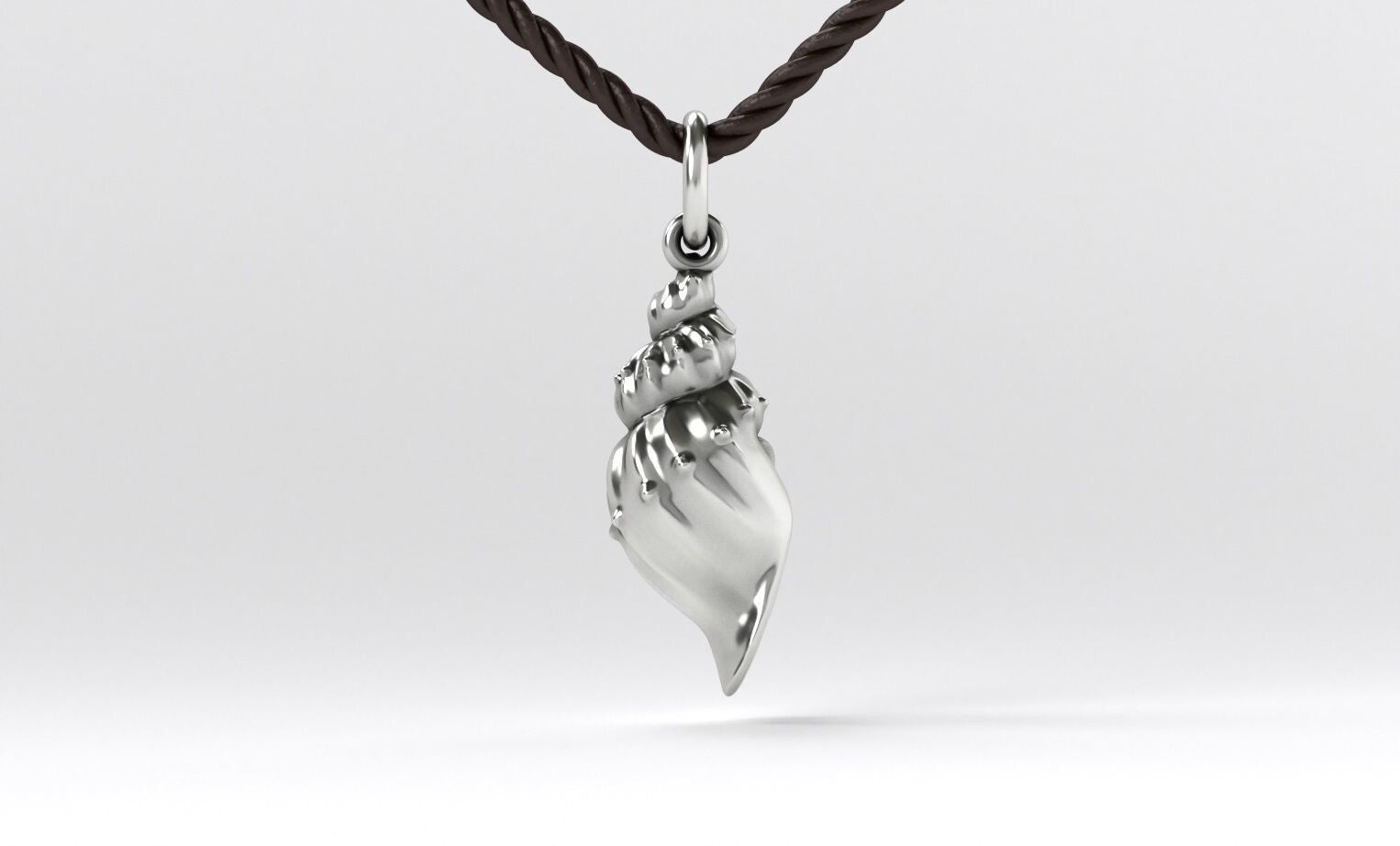 Men Silver Beach Surfing Seashell Pendant Necklace Silver Charm Shell Pendant