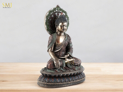 Copper Finish Buddha Statue Buddha Amitabha Meditation & Home Decor And Gift