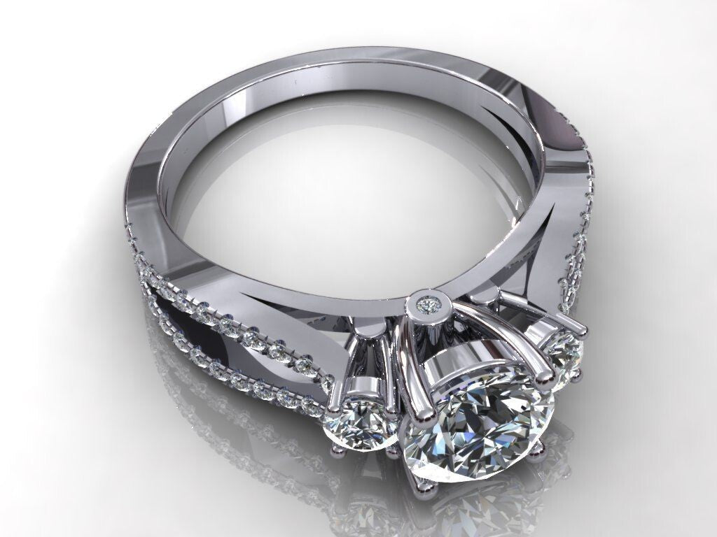 Round Cut Cubic Zirconia Engagement Ring Silver Solitaire Wedding Ring US5-15