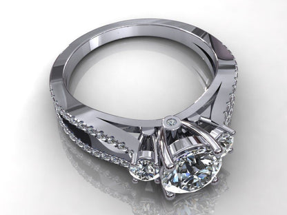 Round Cut Cubic Zirconia Engagement Ring Silver Solitaire Wedding Ring US5-15