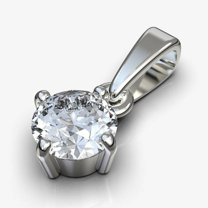 Silver Round Classic CZ Diamond Solitaire Pendant Necklace Gift for Women Men