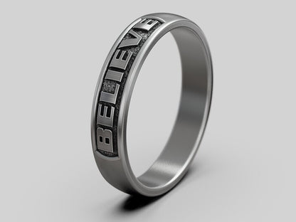 Silver Believe Band US7~15 Handmade Ring Women Men Jewelry Gift Believe Ring