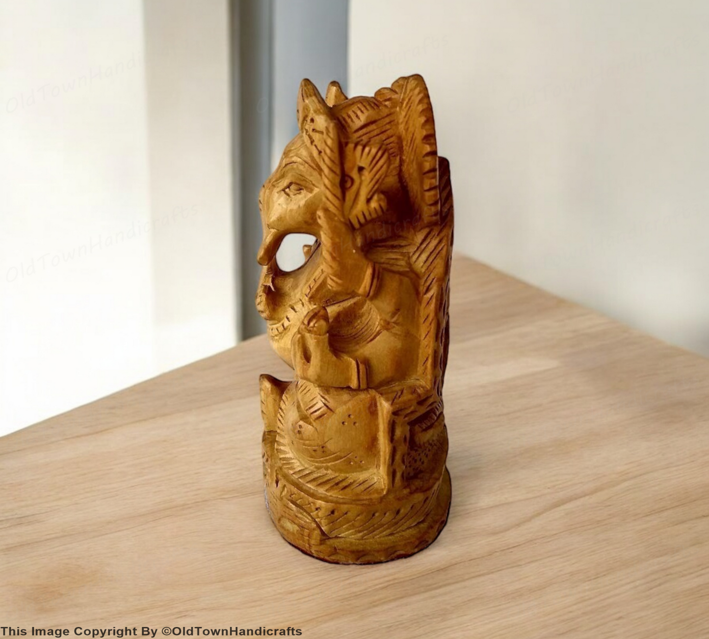 Handcrafted Wooden Ganesh Ji Showpiece  4 Inch Hindu God of Wisdom