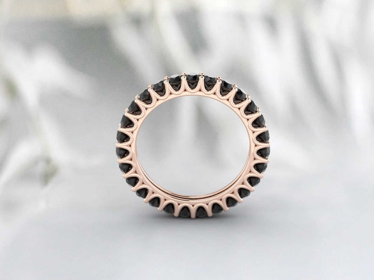 Natural Round Black Onyx Band Eternity Stacking Promise Fine Silver Band