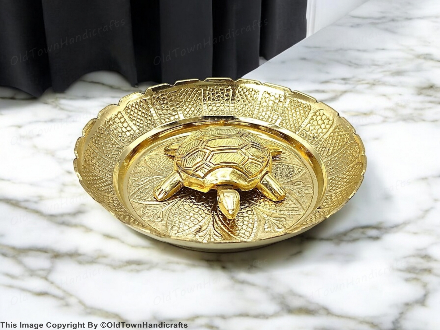 Vastu Feng Shui Brass Tortoise Plate Good Luck Career Health Home & Office