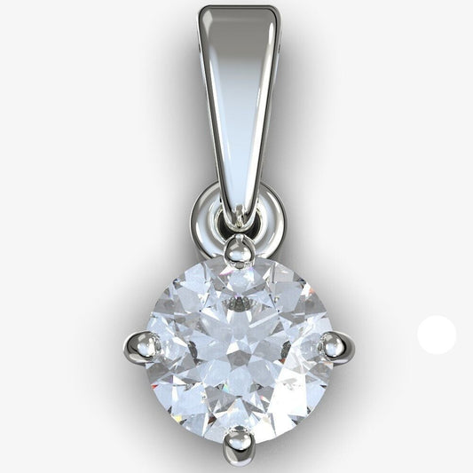 Silver Round Classic CZ Diamond Solitaire Pendant Necklace Gift for Women Men